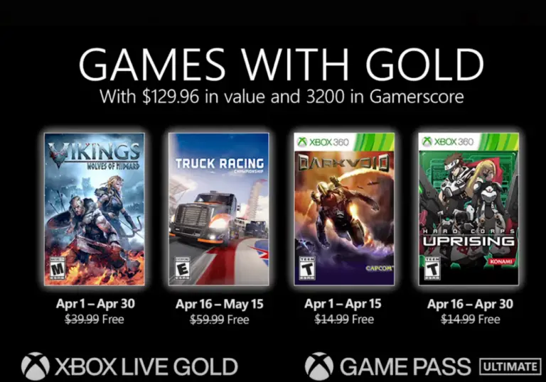 Se revela la alineación de Xbox Games With Gold de abril de 2021
