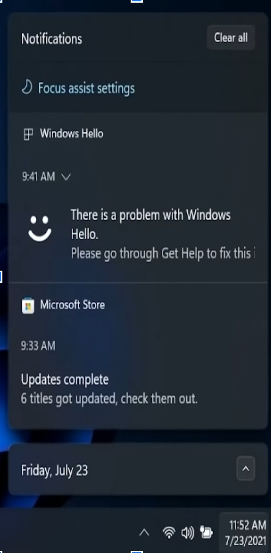 Notificación de Windows 11