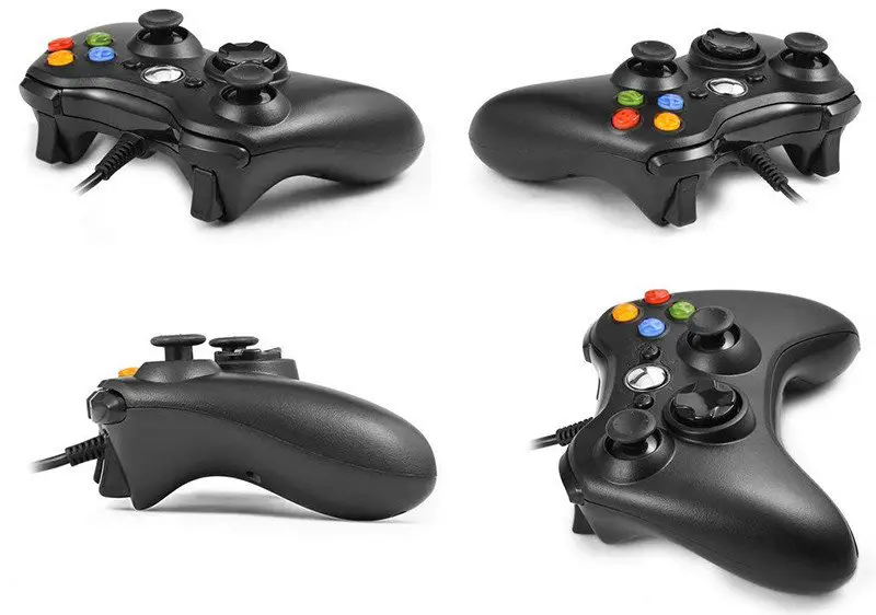 Gamepad con cable Xbox 360, controlador USB Gamepad, Joystick controlador de juegos con cable con Joypad de vibración dual para Windows PC-Xbox 360 (negro) jpg
