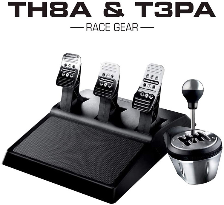 Paquete de caja de cambios adicional Thrustmaster TH8A + juego de bielas T3PA de 3 pedales
